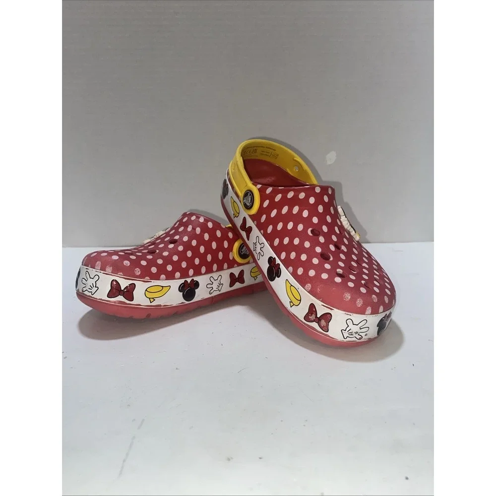 Crocs Disney Parks Minnie Mouse Kids Crocband Red Clogs Junior Size 1